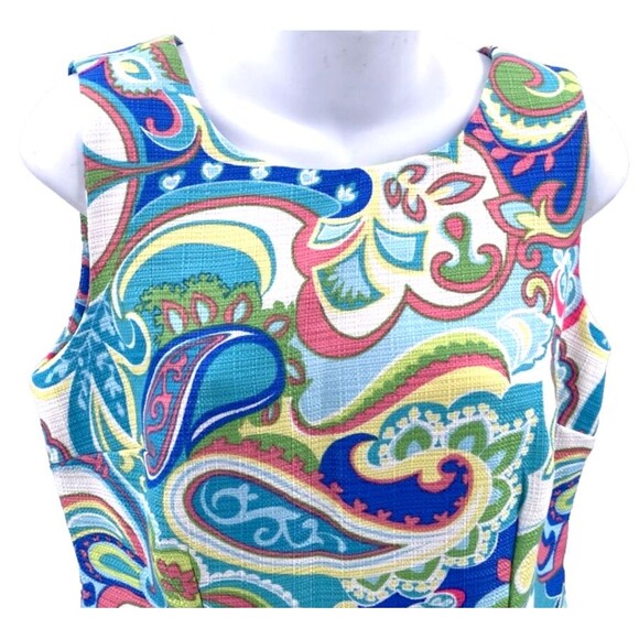 RN Studio Dress 8 Ronni Nicole Retro Sheath Coastal Preppy Paisley Print New - Picture 2 of 12
